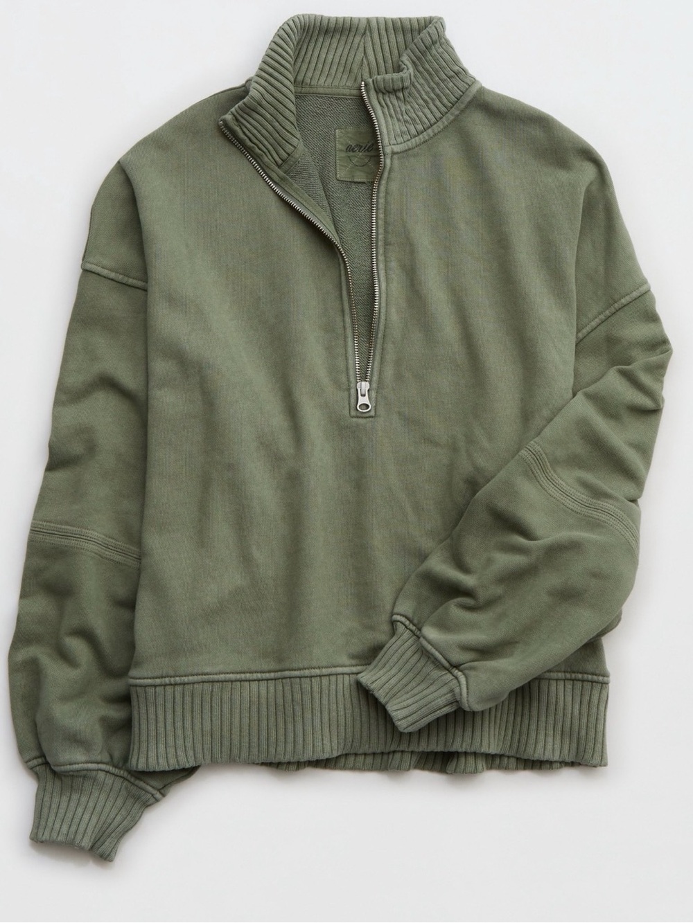 Aerie Sun's Out Olive Oversized Quarter Zip Medium